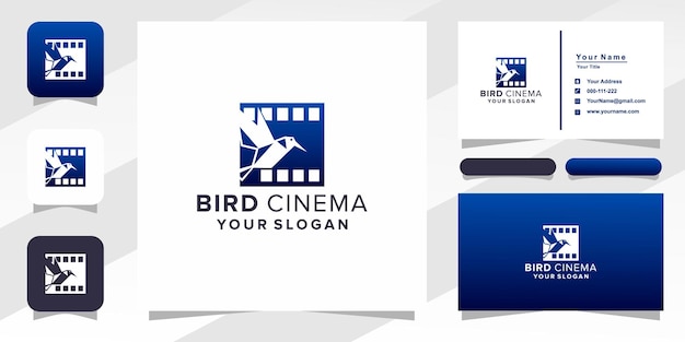 Bird cinema film logo and business card