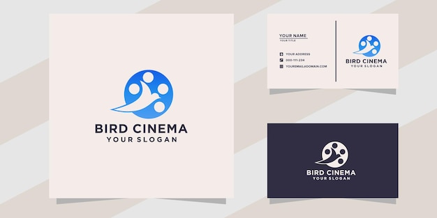 птица кино логотип и шаблон визитной карточки