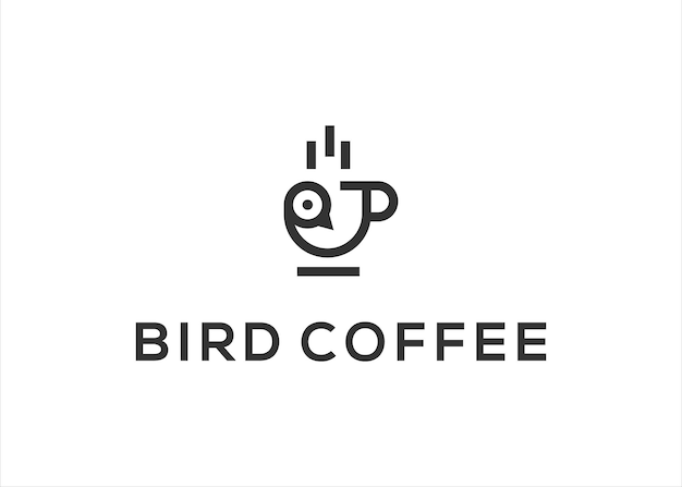 Bird Coffee-logo met kop vectorillustratie