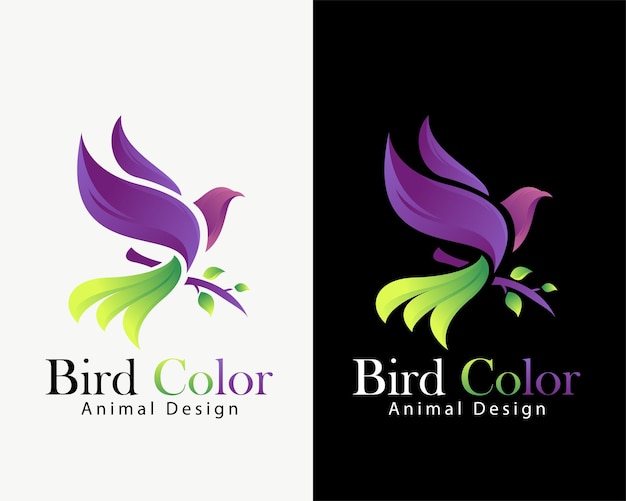 Bird color gradient logo creative animal flying logo design