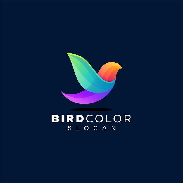 Vettore design del logo sfumato di colore dell'uccello