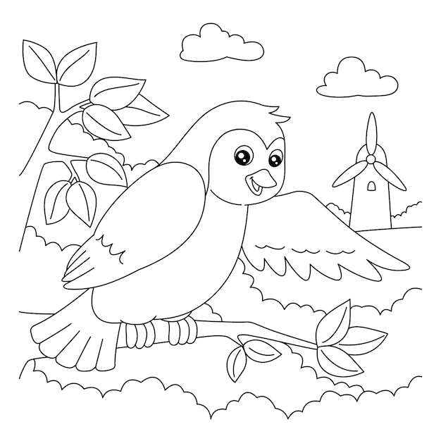 Bird coloring page for kids