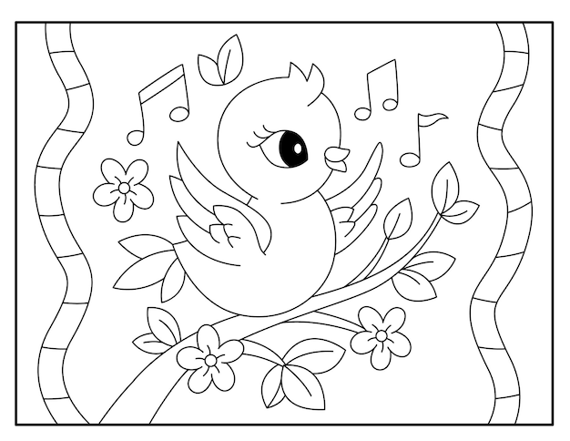 Vector bird coloring pages for kids