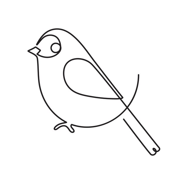 Vector bird continuous line drawing element isolated vector illustration