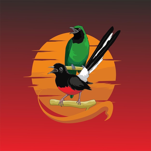 bird cucak hijau and murai logo design