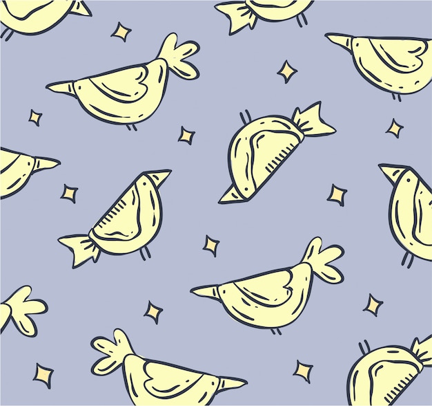 Bird doodle seamless pattern