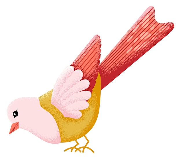 Disegno dell'uccello in stile testurizzato icona animale a colori