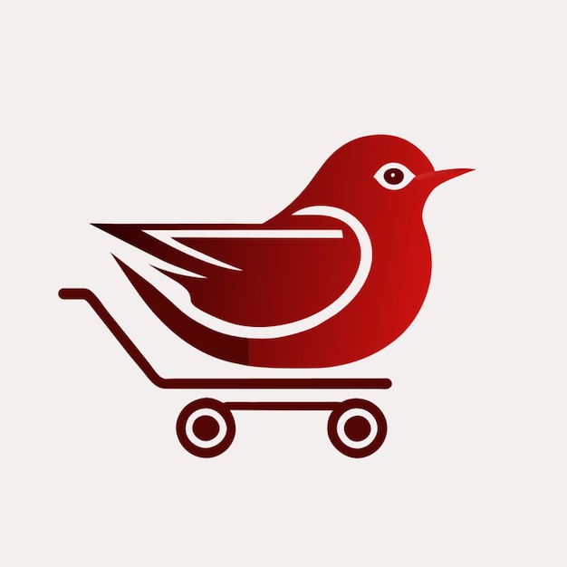 bird driving shopping cart logo