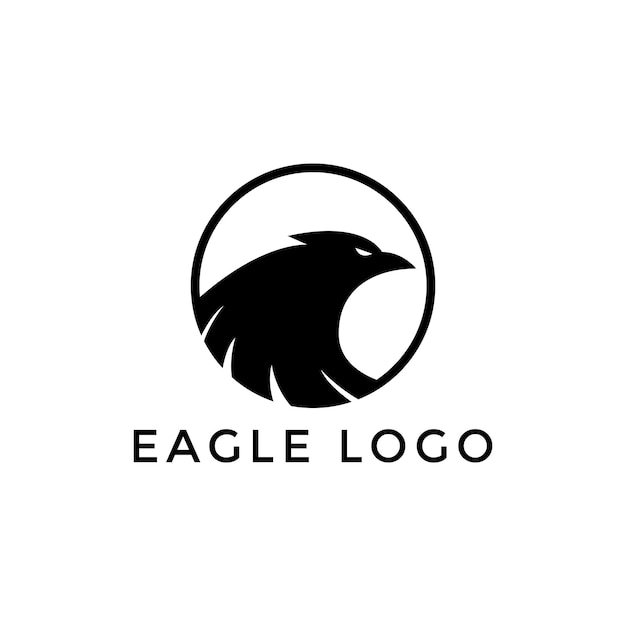새 독수리 로고 디자인 및 원형 프레임 독수리 또는 독수리 상징 벡터 아이콘