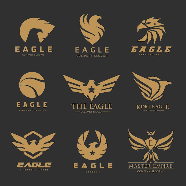 Vector bird eagle phoenix logo set