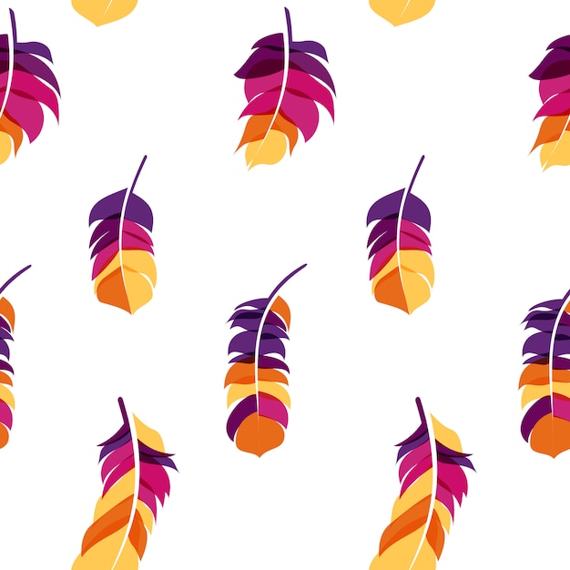 Bird feather hand drawn seamless pattern background  illus