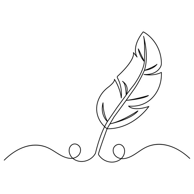 鳥の羽のアイコン 継続的な一線描画の概要ベクトルイラスト