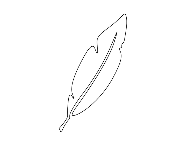 一つの連続線画のベクトルイラストで鳥の羽毛