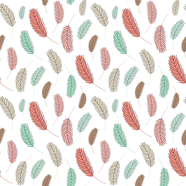 Bird feathers seamless pattern Easter pattern with chicken feathers Vector flat illustration Design for textiles packaging wrappers greeting cards paper printing