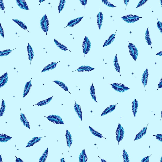 Bird feathers vector seamless pattern with gradient