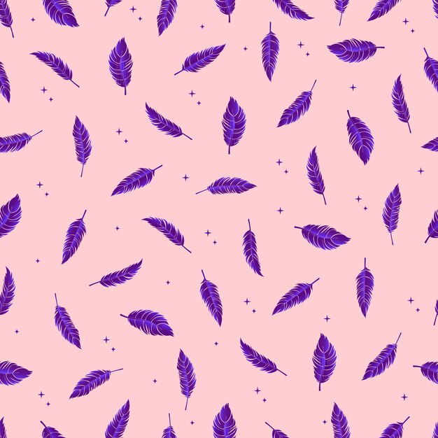 Bird feathers vector seamless pattern with gradient