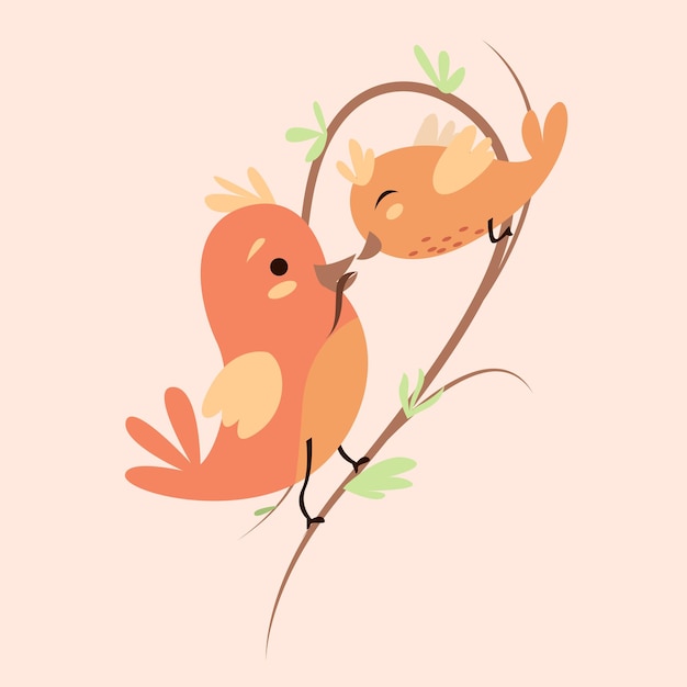 Bird Feeding premium vector illustration