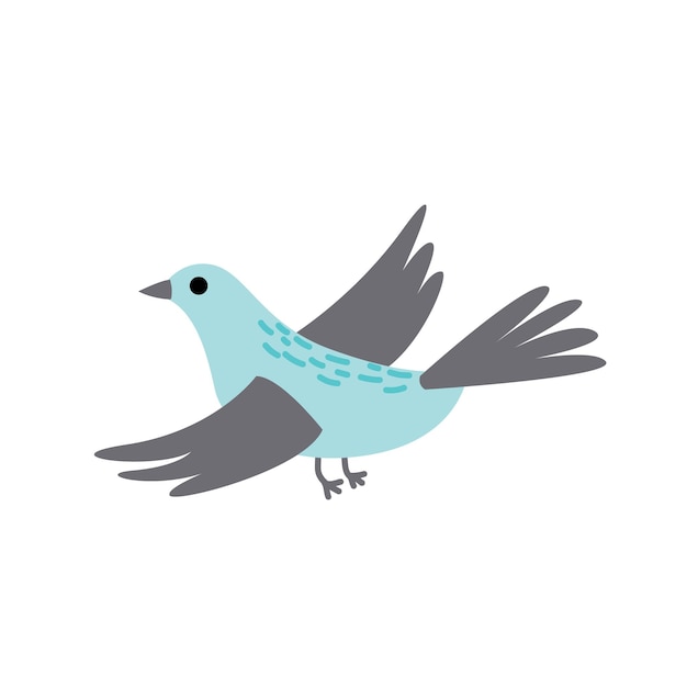 bird flight flying bird blue grey wing fly flat cartoon isolated vector eps 10 illustrat