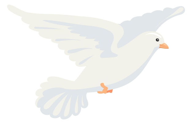 Vector bird flight icon white dove in motion cartoon pigeon