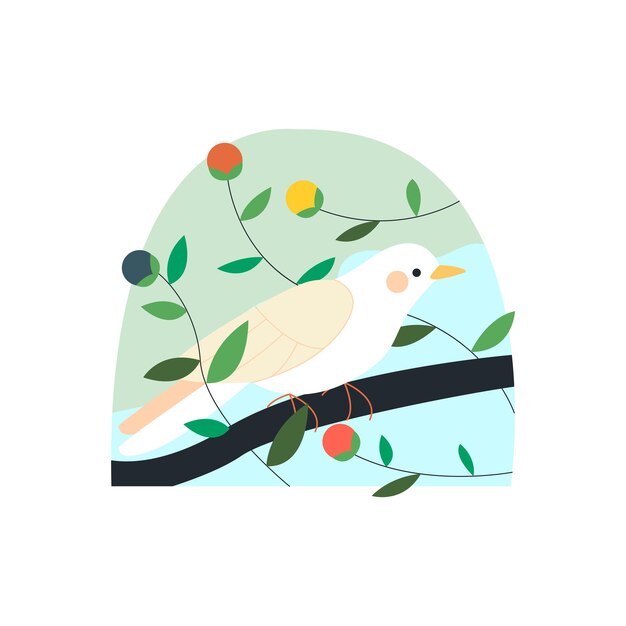 Vector bird and flower vector nature illustration