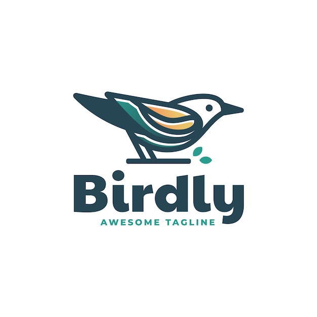 Bird gradient line art style logo template