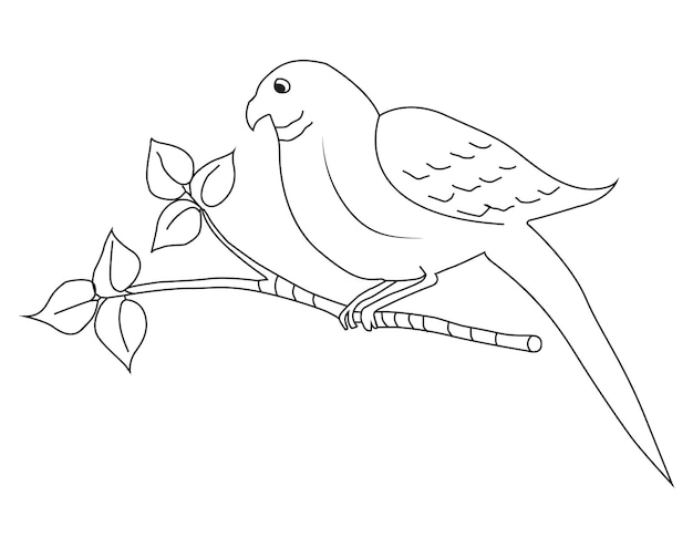 鳥の手描きと線画。