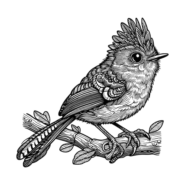 ベクトル 鳥の手描き 線形スケッチアートと刻アート