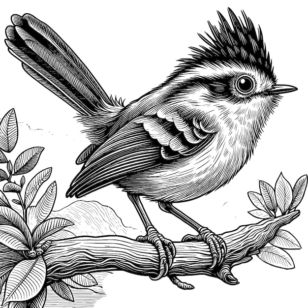 鳥の手描き 線形スケッチアートと刻アート