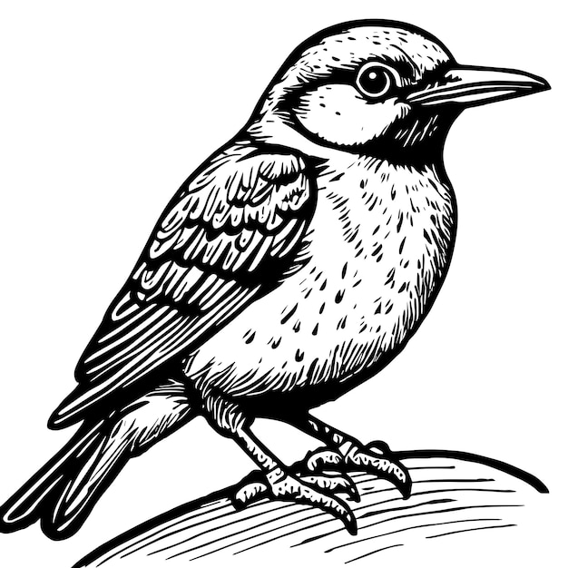 Vector bird head vector detailed engraving illustration