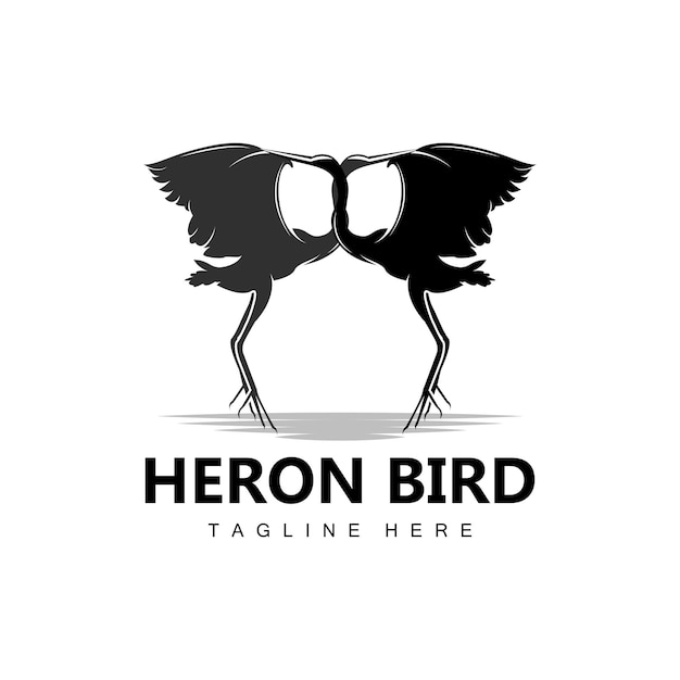 Птица цапля аист дизайн логотипа птицы цапля летят на реке вектор продукт бренд иллюстрация