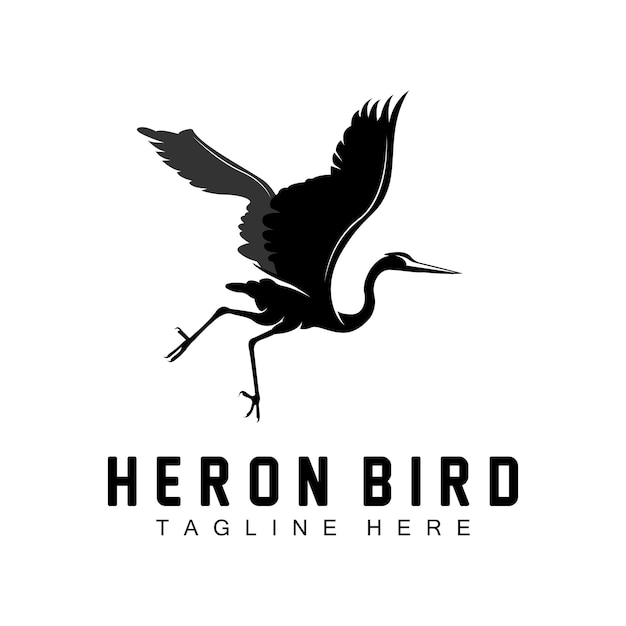 Bird Heron Stork Logo Design Birds Heron Flying On The River Vector Product Brand Illustration