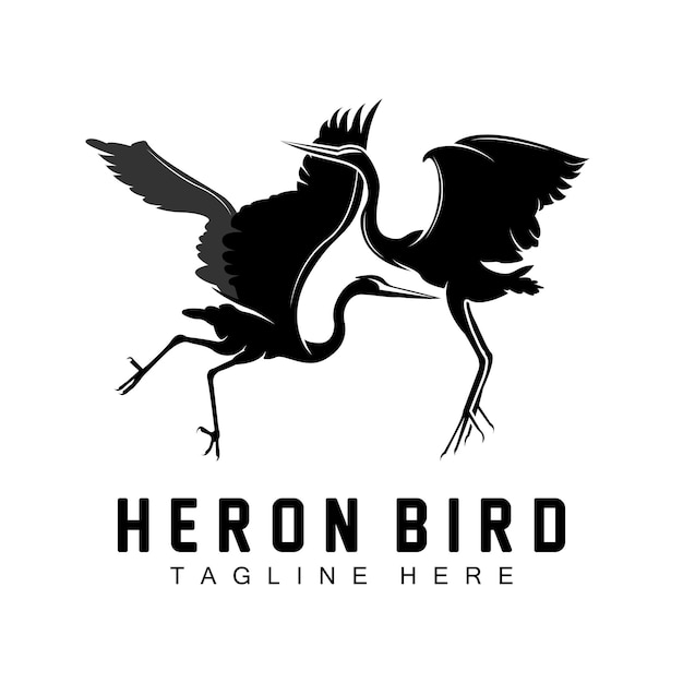 Bird heron stork logo design birds heron flying on the river vector product brand illustration