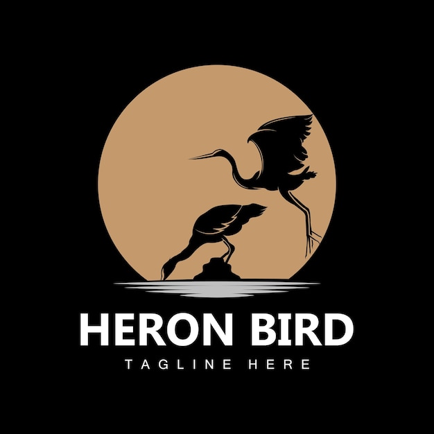 Bird Heron Stork Logo Design Birds Heron Flying On The River Vector Product Brand Illustration