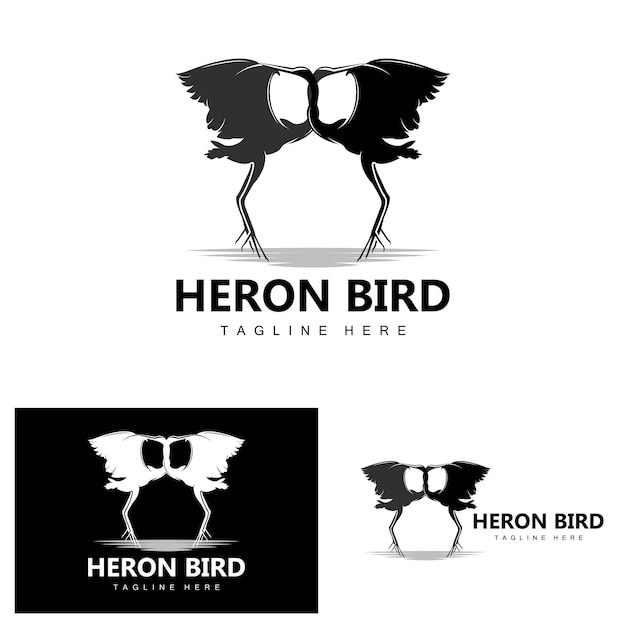 Bird Heron Stork Logo Design Birds Heron Flying On The River Vector Product Brand Illustration