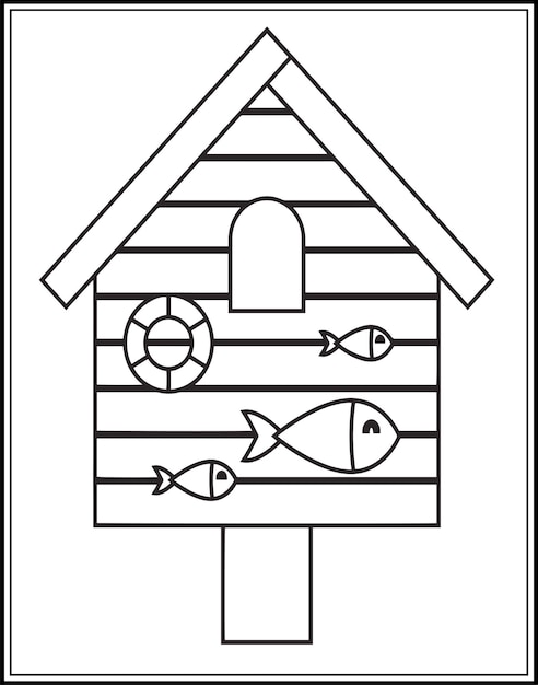 Bird House Coloring Pages for Kids