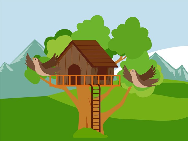 Vector bird house concept illustration stylish and beautiful