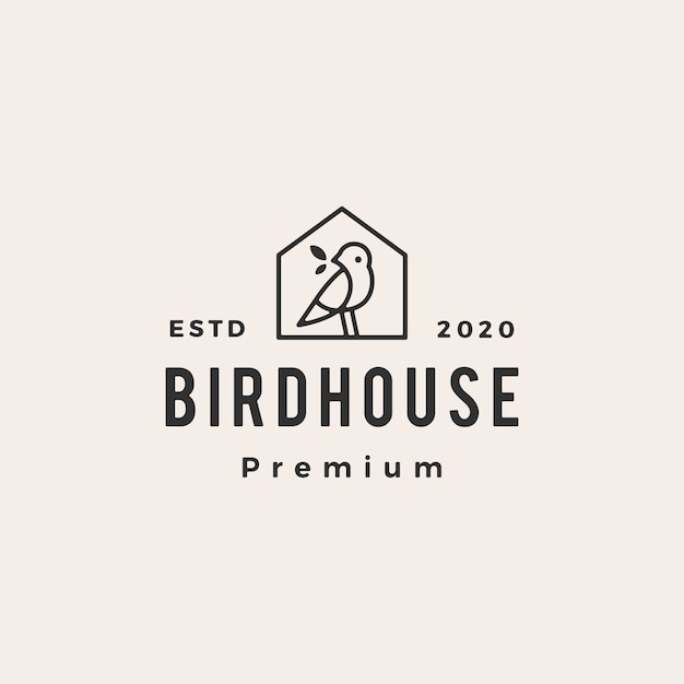 Bird house hipster vintage logo  icon illustration