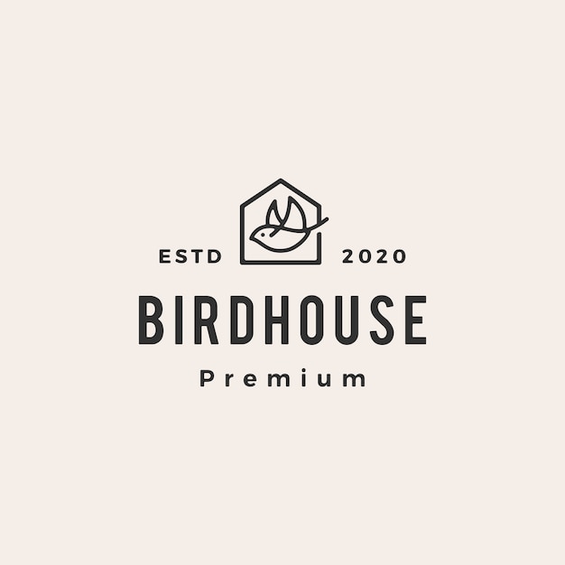 Bird house hipster vintage logo  icon illustration