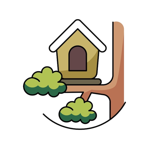 Illustrazione del design dell'icona della casa degli uccelli disegno vettoriale