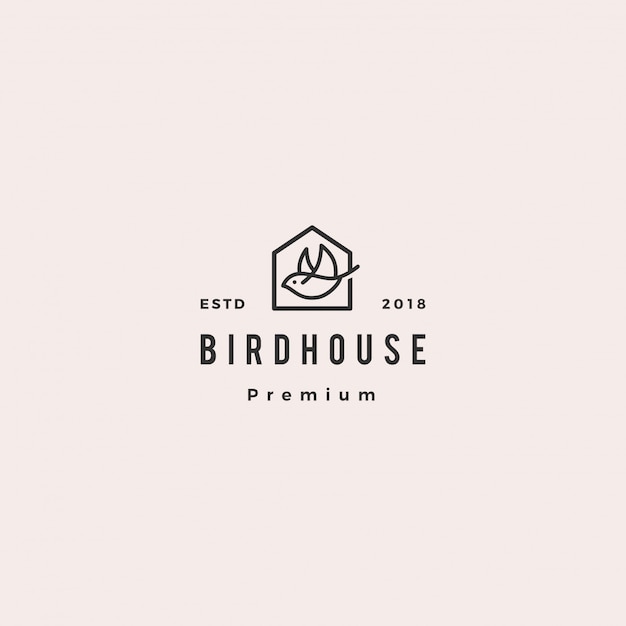 Vector bird house logo hipster retro vintage