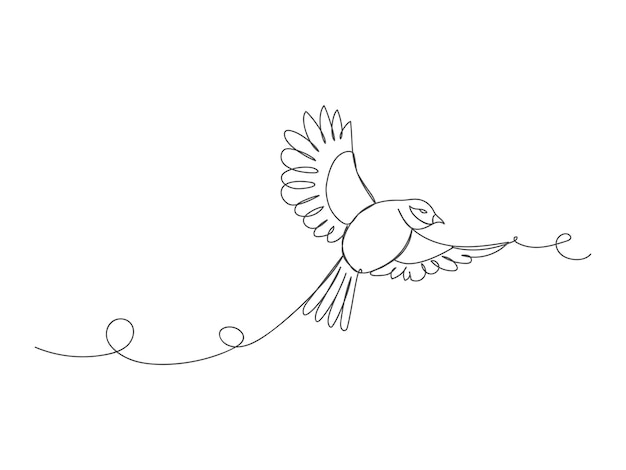 ベクトル 絶え間ない1行の絵画の鳥 孤立したベクトルイラスト