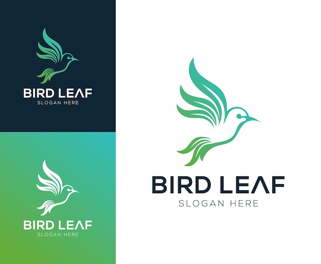 Вдохновение для векторной иллюстрации дизайна логотипа листья птицы