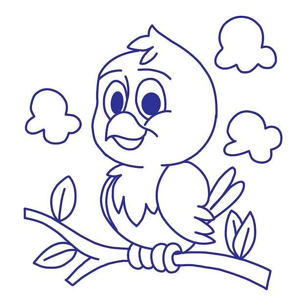 Bird line art doodle vector illustration