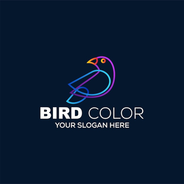 Vector bird line art logo colorful vector design