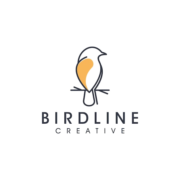 Modello di progettazione del logo dell'arte della linea dell'uccello