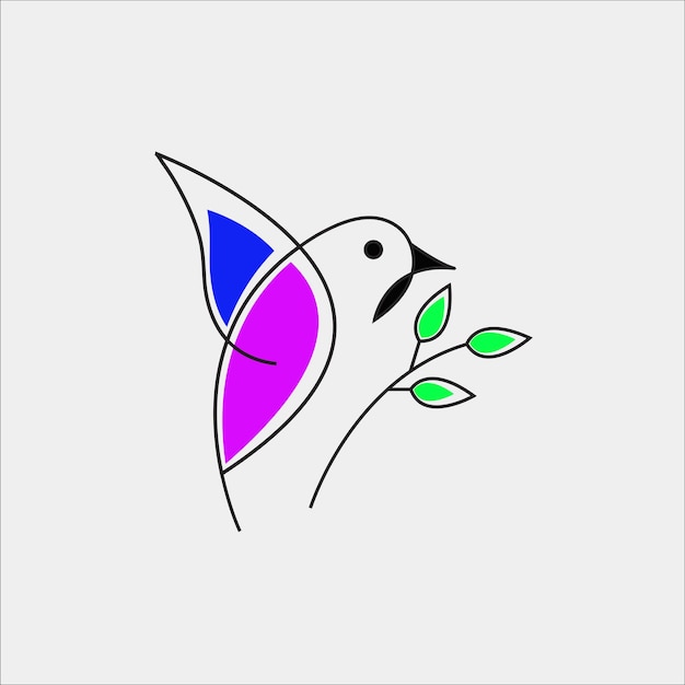 Vettore disegno del logo dell'arte della linea dell'uccello