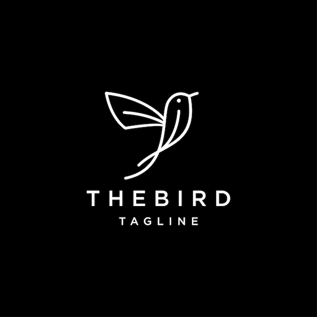 Шаблон оформления значка логотипа искусства линии птицы