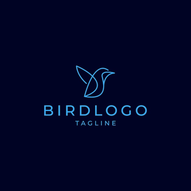 Vector bird line art logo icon design template