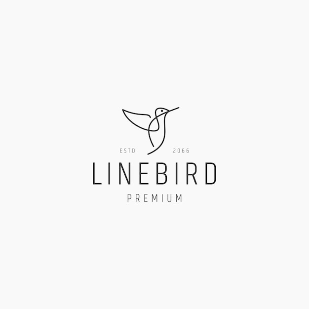 Vector bird line art logo icon design template