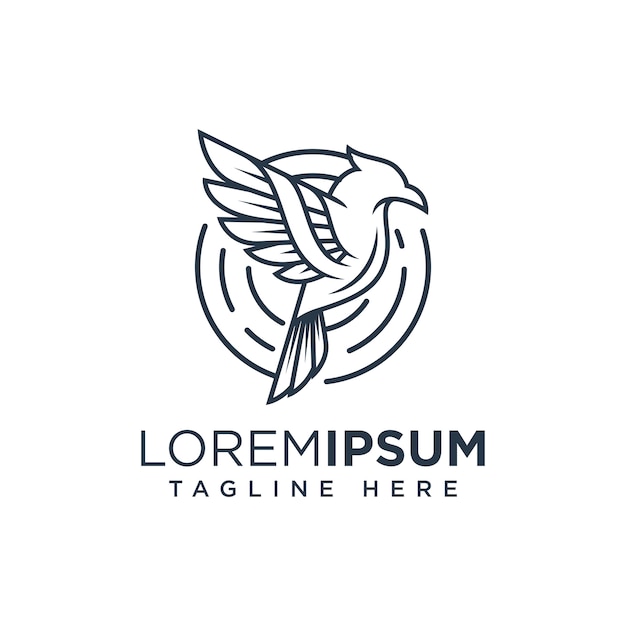 Bird line logo template ilustration icon